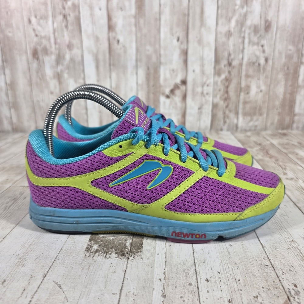 Newton Energy NR Womens 6.5 Running Shoes Purple Lime Green Turquoise 004413